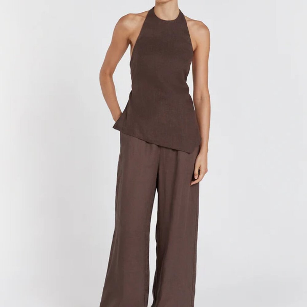 DISSH SERENA LINEN ASYM HALTER TOP